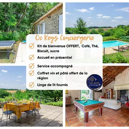 2 Maisons De Charme Avec Piscine- En Campagne -billard * Montaigu-de-Quercy
